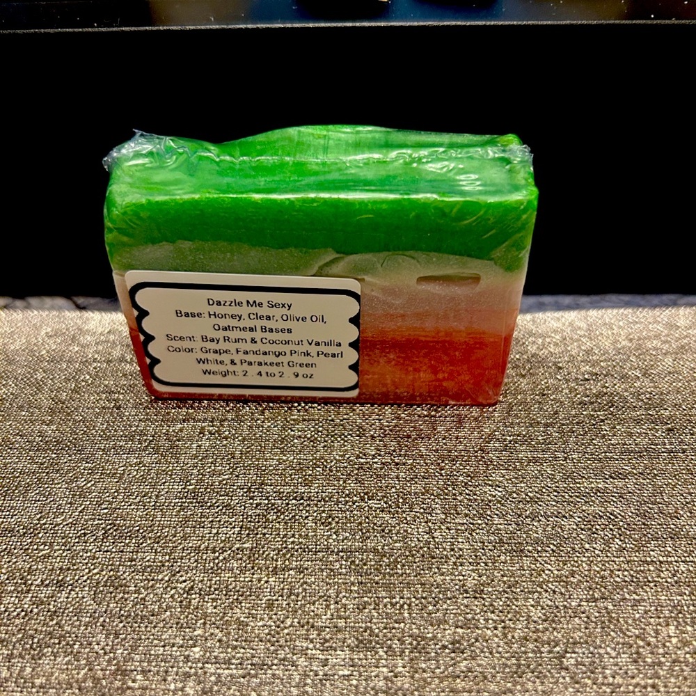 Dazzle Me Sexy Handmade Layered Soap Bar – Bay Rum & Coconut Vanilla – 4 oz